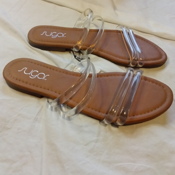 SUGAR WOMENS CLEAR STRAPPY BILAL SANDALS SZ M  7.5 - Picture 2 of 9